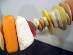 A close-up of a soap-chain by Miroslaw Balka