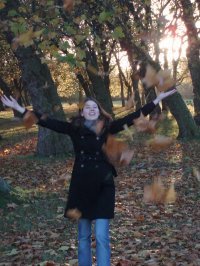 throwing leaves in Victoria Park